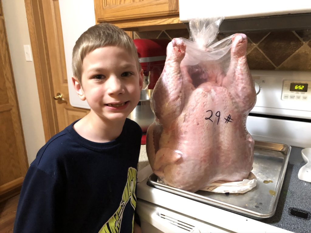 Omri with a 29-lbs turkey